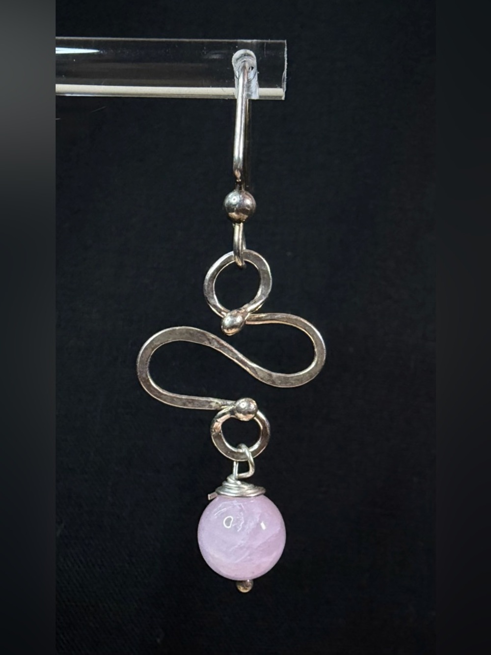 Sterling Silver Kunzite Artisan Hand Crafted Dangle Earrings - Picture 4 of 8